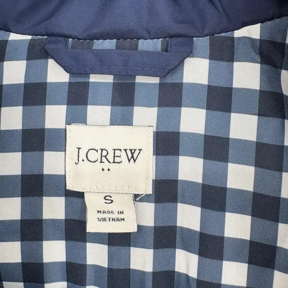 J. Crew Factory Blue Gingham Lined Quilted Vest Sz S Preppy Outdoors‎ Gorpcore